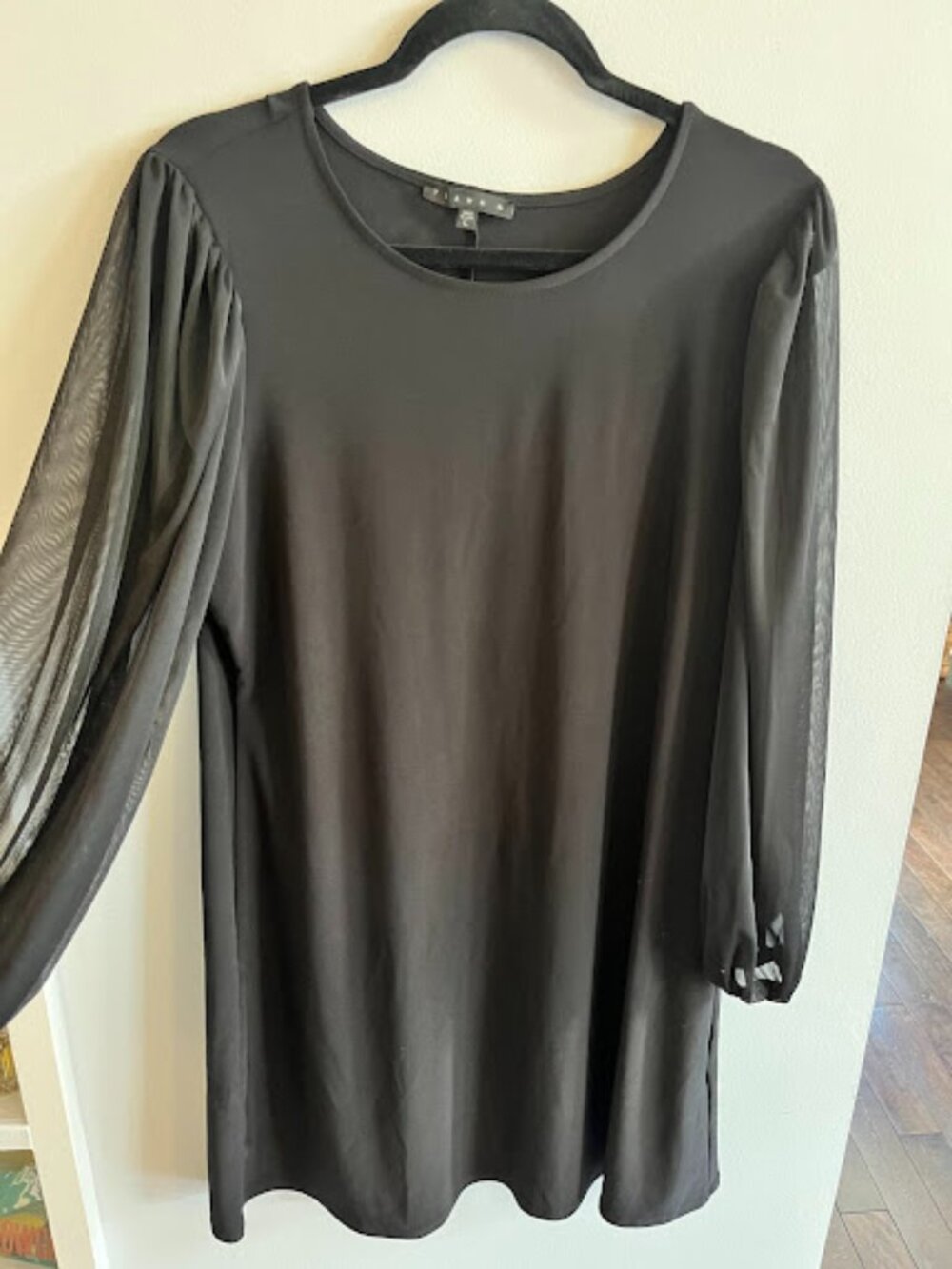 Black Dress with Mesh Sleeves - Tiana B. Size Large